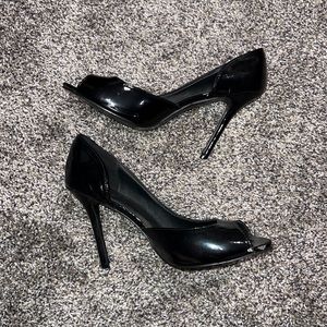 Deb Size 11 Patent black peep toe heels